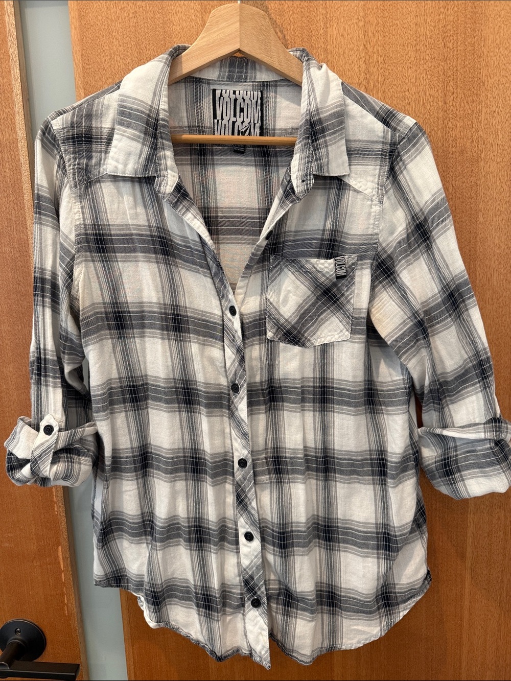 Volcom Black & White Plaid Flannel Shirt